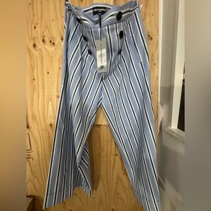 Karl Lagerfeld Blue Striped Straight Leg Pants